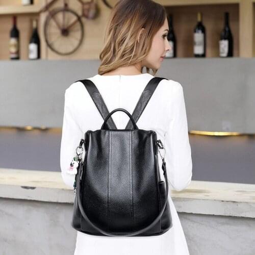 YourSeason Genuine Leather Ladies Simple Backpack 2021 Casual Large Capacity Cowhide Student Girl Bagpack College Bags