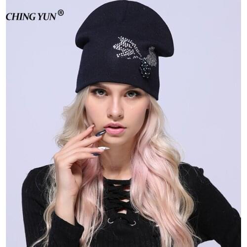 Winter Woman Knitted Hats lady Warm Caps Diamond Solid Black Color Thicker Girls Cap Cute High Quality Wool Female Hat New 2018