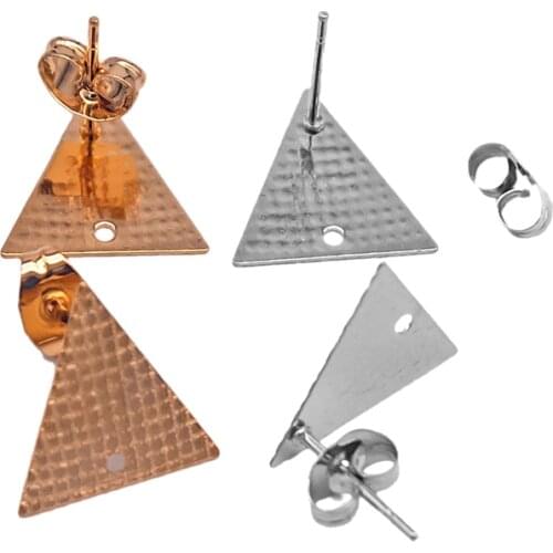 10pcs/lot Stainless Steel Gold Stud Triangle Geometric Earrings Women Unique Diy Earring Fashion Jewelry Making Findings Gifts