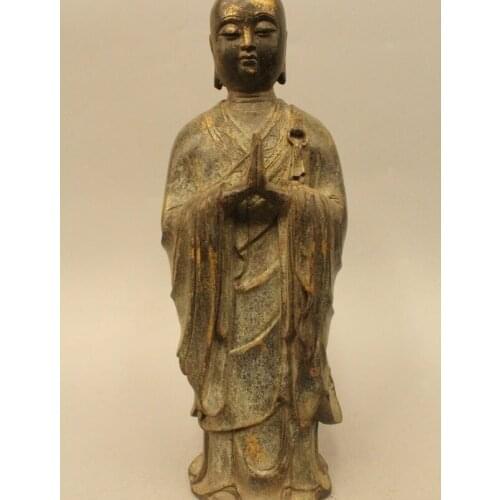 13" China Tibet Buddhism Bronze Stand Shakyamuni Amitabha Buddha Statue