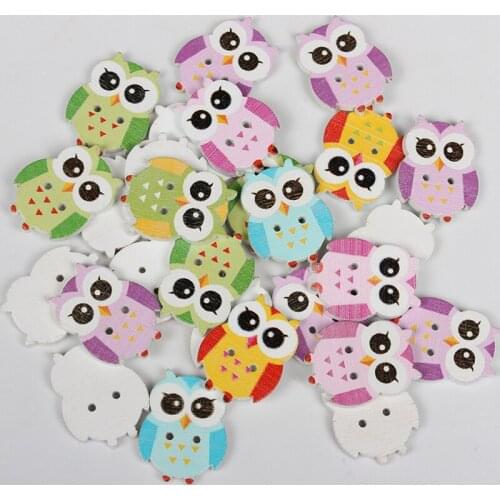 20Pcs Wooden Owl Buttons for Scrapbooking Crafts DIY Clothing Sewing Luggage Handmade Accessories Button Decoration