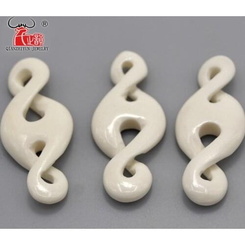 3PCS Handmade Carved Yak Bone Infinity Twisted Pendant Hawaii Style Bone white Beads DIY Jewelry Accessory 44mmX17mm