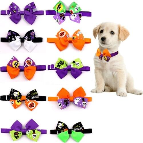 Cross-border new bowknot and Pet Halloween series pet tie manufacturer directly sell large quantities of spot wholesale 50pcs