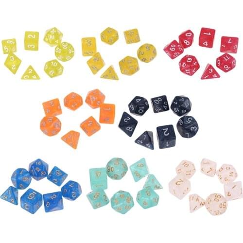 7Pcs Acrylic Polyhedral Dice Glitter Double Colors Sided Dices Table Game Wholesale Dropshipping