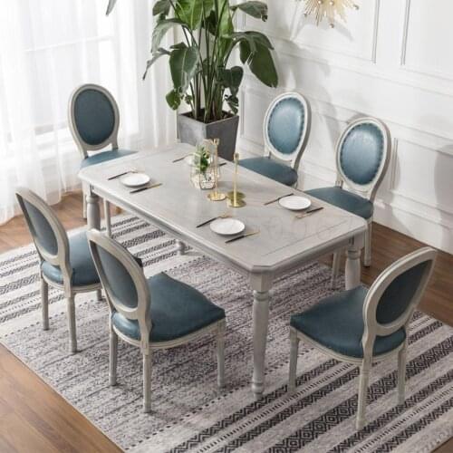 8000 European solid wood dining chair American country retro dining chair leisure back chair hotel cafe table and chair