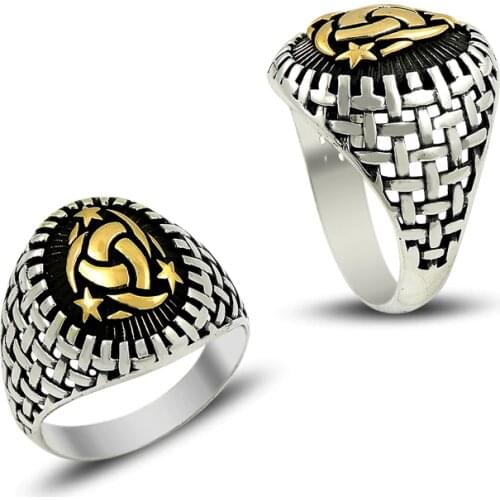 925 Silver Star Printed Casual Rings for Men
