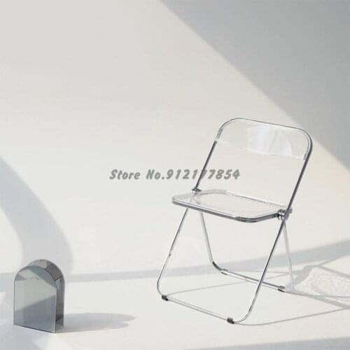 Acrylic stool transparent chair dining chair ins fashion net red photo chair clothing store makeup chair folding chair