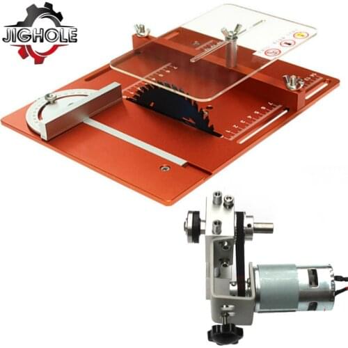 Aluminium Mini Table Saw Clearance Insert Plate Circular Saw Flip Board with Miter Gauge Guide Lifting Spindle Bearing Motor Set