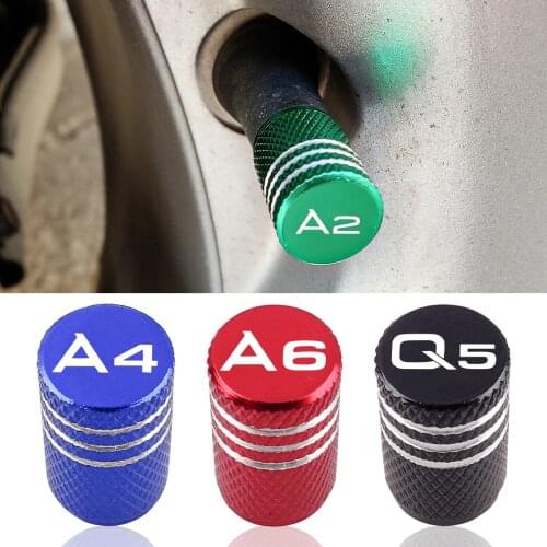 Aluminum Tire Valve Caps Car Emblem Dust Cover For Audi A1 A2 A3 A4 A5 A6 A7 A8 E-tron Q2 Q3 Q4 Q5 Q7 Q8 TT R8 car Accessories