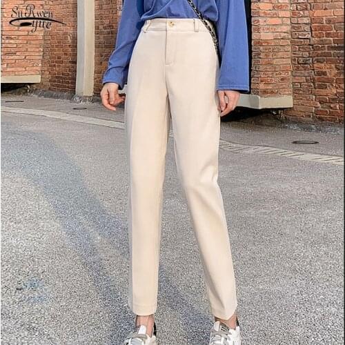 New Autumn Winter Straight Harem Pants Women High Waist Velevt Solid Casual Pants Pockets Loose Sweatpants Women Trousers 12205