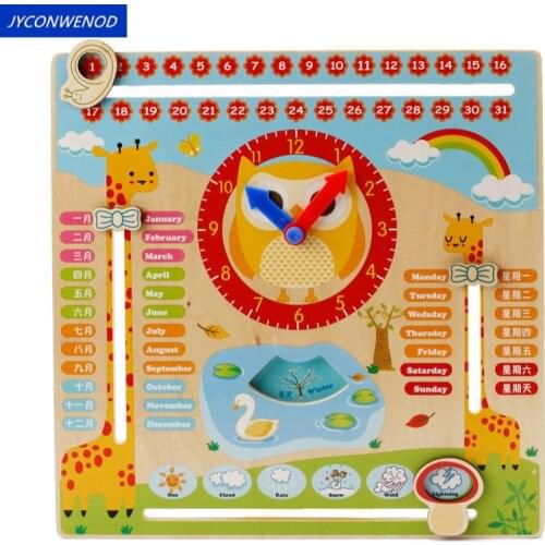 Weather Season Calendar Clock Wall Hanging Wooden Board Cognition Preschool Childrens educational toys Wooden Montessori Toys