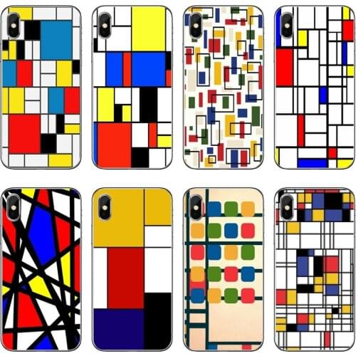Phone Case For Xiaomi Mi 11 Note 10 10T 9 9T 8 Pro A2 Lite A3 A1 Poco F1 F2 M3 X3 NFC colorful-M-Mondrians-Grid Art-piet