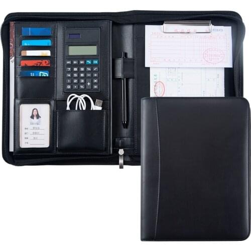 B5 Business Designer PU Clipboard Padfolio Office School Leather Document File Folder Organizer