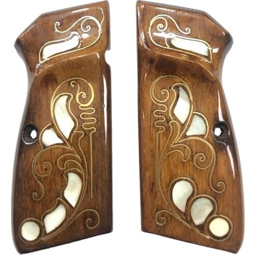 Belgium Browning Hp 14'lü Pearl Inlaid Laser Cut Wooden Grip Mod10