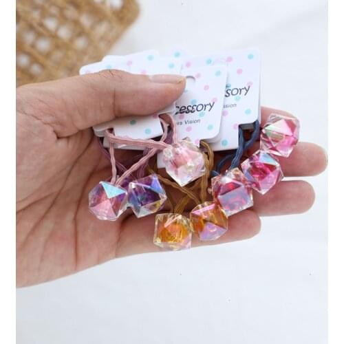 2PCS Cute New Candy Block Princess Headwear Kids Elastic Hair Bands Children Ropes Girls Accessories Baby Headdress