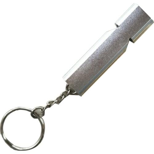 Double Pipe High Decibel Aluminum Alloy Outdoor Emergency Survival Whistle Keychain Cheerleading Whistle Multifunction Tool
