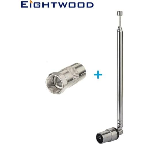 Eightwood FM Radio Antenna Aerial with TV Male F Male Connector for TV FM AM Radio Home Stereo Receiver AV Audio Vedio Receive