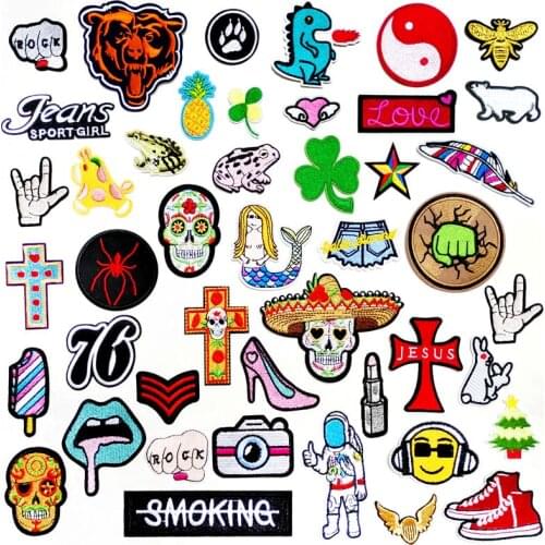 Leaf Cross Rock Patches Cloth Mend Decorate Sew On Patch Clothes Apparel Sewing Decoration Applique Badges Frog Hand
