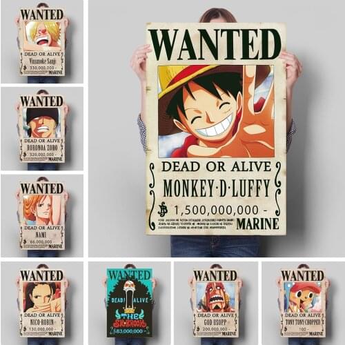 Japanese Anime Picture Decoration Mural Wanted Retro Poster Canvas Painting and Kids Room Wall Art Prints for Modern Home Decor