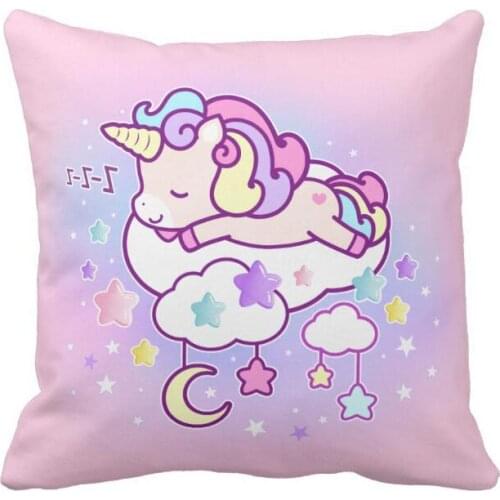 Kawaii Unicorn Pillow Case Cute Pastel Unicorn Cushion Cover Throw Pillow Case Pink Blue Unicorns Girl Birthday Gift Room Decor