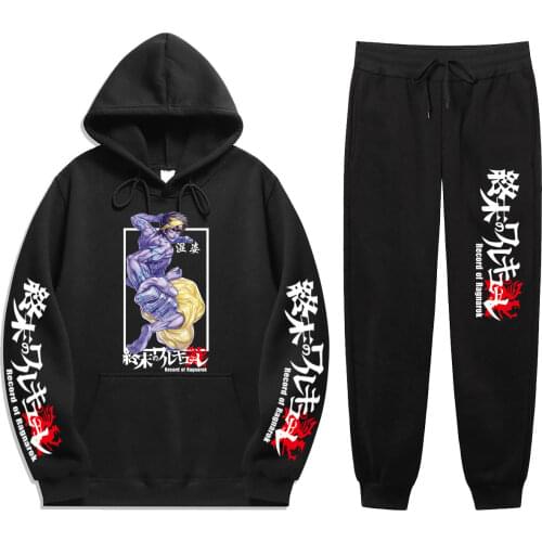 Hot Anime Record Of Ragnarok Print 2 Pieces Sets Winter Sweatshirt+Drawstring Pants Hoodies hoodie Sweatshirt joggingbroek