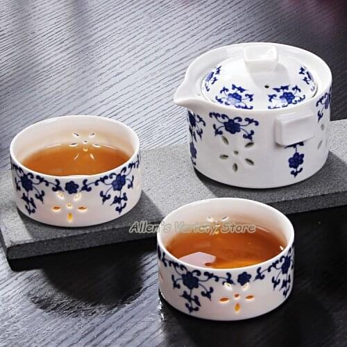 Ceramic beautiful and easy Teapot Drinkware 1POT 1/2CUP porcelain TeaPot Tea Cup Gaiwan Travel Tea Set teasets quik cup teaset