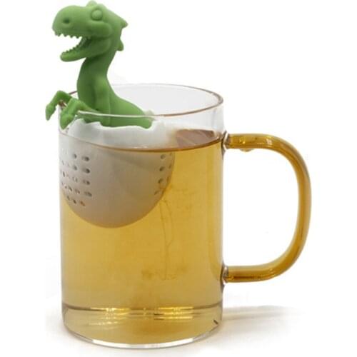 Creative Tea Filter Tea Bag Holder Silicone Dinosaur Filter Reusable Strainer Teapot Infusers Teaspoon Tea Leaf Herbal Tools