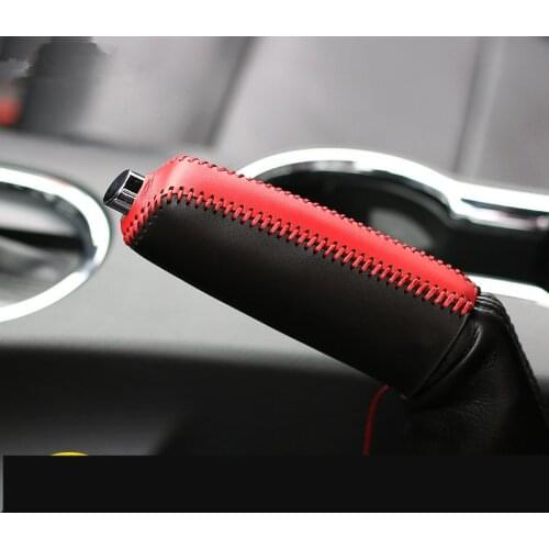 Handmade Cool Black & Red Leather Handbrake Grips Cover For Ford Mustang 2015 16 17 2018 AAB194