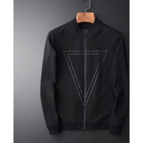 Spring New Thin Hight Quality Triangle Printed Slim Fit Mens Casual Jackets Men Coat Plus Size M - 3XL