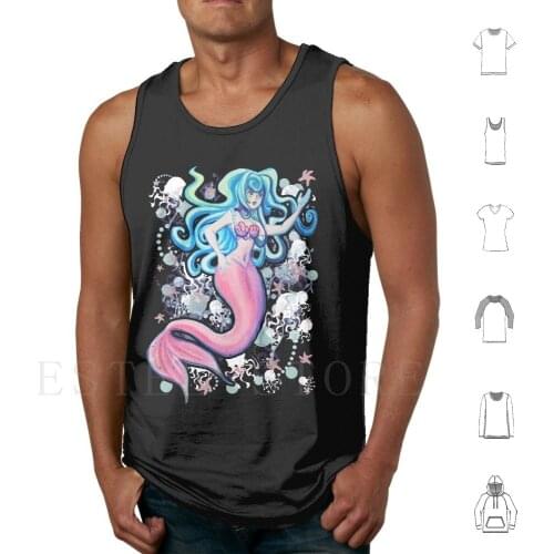 Pink Tailfin Mermaid Tank Tops Vest Mermaid Mermaids Sea Nymph Sea Nymphs Nereid Nereids Siren Sirens Nymph Nymphs Jelly