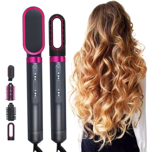 Multi Functional 4 In1 Hair Dryer Comb Hair Curling Straightening Hair Styling Comb Straightener Curler Electric Air Iron Comb