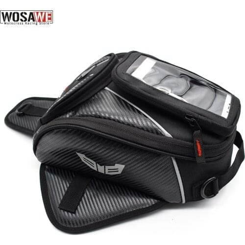 WOSAWE Motorcycle Fuel Tank Bags Mobile Phone Touch Screen Earphone Bag Motorbike Magnetic Bag Shoulder Bag for iPhone xiaomi