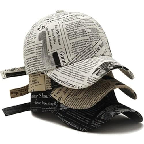 Unisex Hat Plaid Mens Baseball Cap Retro Newspaper Pattern Womens Sun Hat Summer Sunscreen Cap Tennis Cap Cap