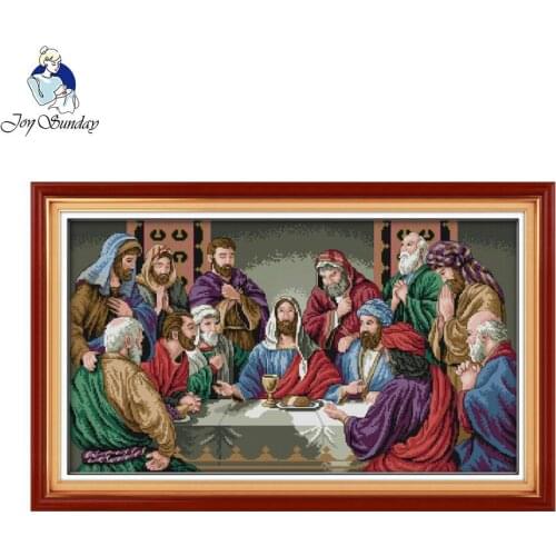 Joy Sunday The Last Supper Pattern DMC 11CT Counted Fabric14CT Stamped DIY Handmade Needlework Cross Stitch Set Embroidery