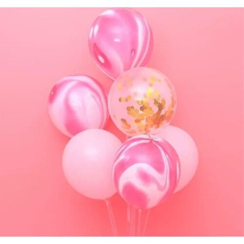 10pcs Pink Marble Latex Balloon Set Wedding Decoration Baby Shower Birthday Party Supplies Gold Confetti Globos Kids Balls
