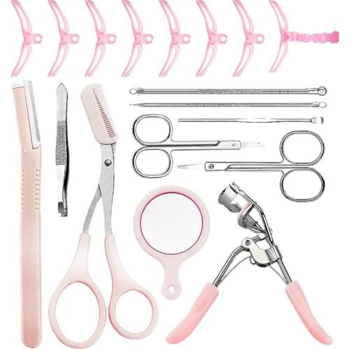 10PCS/1Set Women Eyebrow Tools Kit Portable Professional Eyebrow Grooming Set Eyebrow Shaping Defining Eyebrow Stencil Kit