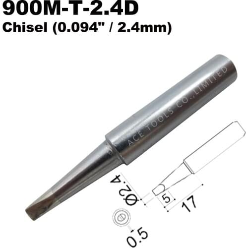 Soldering Tip 900M-T-2.4D Chisel 2.4mm for Hakko 936 907 Milwaukee M12SI-0 Radio Shack 64-053 Yihua 936 X-Tronics 3020 Iron Bit