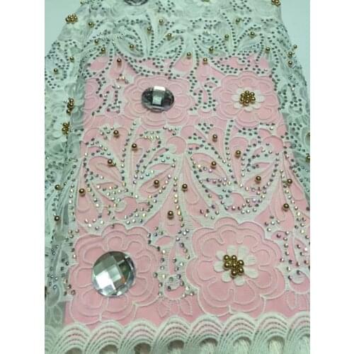 New Designs African French Lace Fabric High Quality Nigeria French Net Lace 2017 With Stones and Beaded For Women VS-D1009