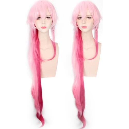 Anime Guilty Crown cosplay wig Halloween Party Accessories Cosplay long pink red mixed hair Yuzuriha Inori cosplay Wigs +wig cap