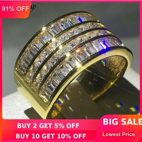 Choucong Finger Ring Princess cut 5A Zircon Cz Yellow Gold Filled 925 silver Engagement Wedding Band Rings for women men Jewelry