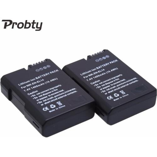 PROBTY 2Pcs 7.4V 1400mAh EN-EL14 ENEL14 EN EL14 Camera Battery pack For Nikon D5200 D3100 D3200 D5100 P7000 P7100 MH-24