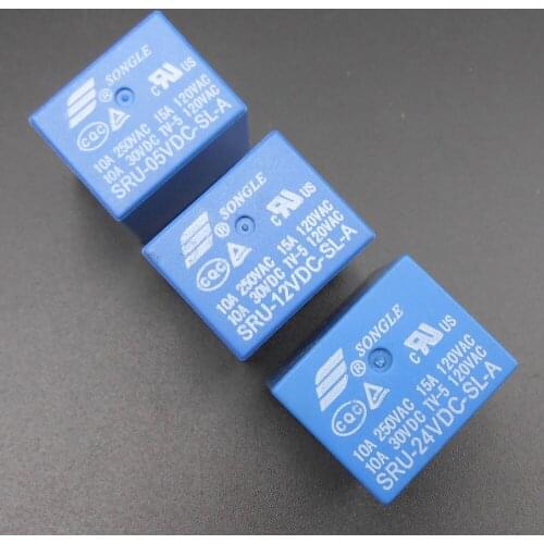 20Pcs SONGLE SRU Power Relay SRU-05VDC-SL-A SRU-12VDC-SL-A SRU-24VDC-SL-A 4 Pins DC 5V 12V 24V Normally Open A Type 10A FD710-12
