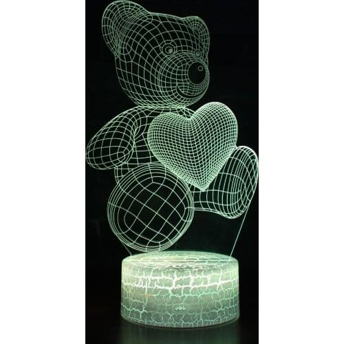 Christmas decorations 3d Love Bear Colorful Table Desk Lamp Remote Control Creative Usb Plug Led Touch Work Table Lamps