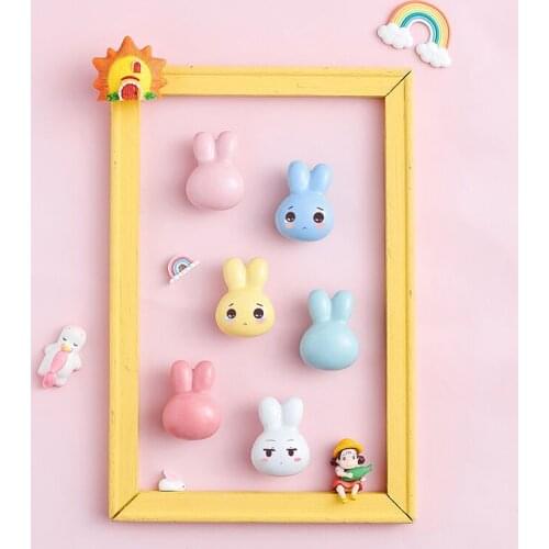 Children Cute Cupboard Kitchen Wardrobe Handle Door Pull Ceramic Brass Cabinet Drawer Cartoon Rabbit Bear Knob Hardware House