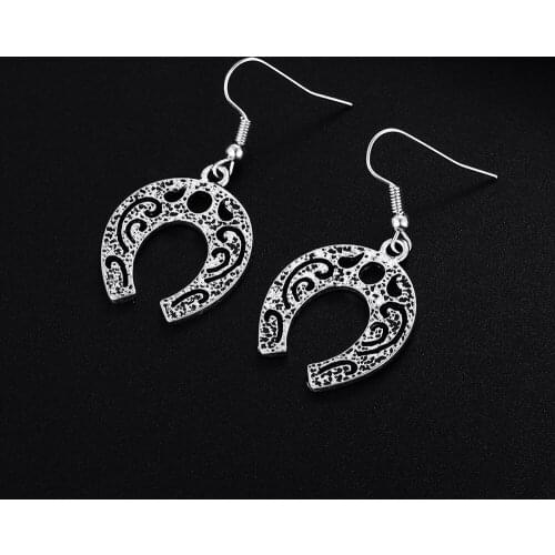Trendy Vintage Horseshoe Shape Dangle Earrings for Women Girl Retro Drop Earrings Cute Small Object Earring Jewelry Bijoux