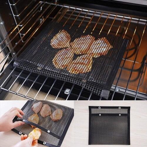 BBQ Grill Mesh Bag Reusable Mesh Grilling Bag PTFE Nonstick BBQ Grill Mat Oven Smoker Baking Grilling Mat BBQ Grill Accessories