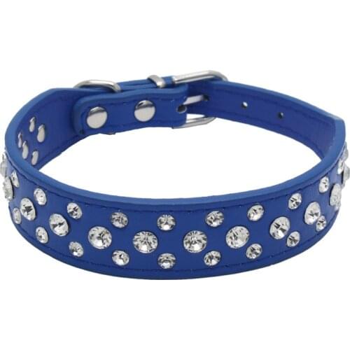 Rhinestone Pet Dog Collar Bling Diamond PU Leather Adjustable Dog Necklace Strap for Small Large Dogs Pet Products Accessories