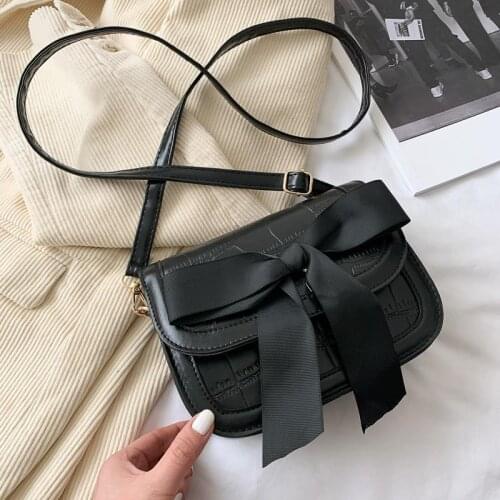 Shoulder Bag Bow Handbag Crossbody Bags for Women Purse All-match Chain Luxury Bags Fashion 2021 New Trend Stone Pattern Retro