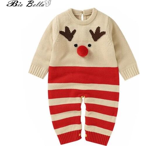 Cartoon Newborn Baby Christmas Sweater Romper Full Sleeve Warm Wool Think Winter Autumn Knitting Pullovers Boy Girl Jumpsuit