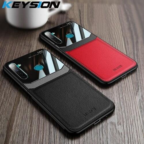 KEYSION Shockproof Case for Xiaomi Redmi Note 8 8 Pro leather Mirror glass Silicone Phone Back Cover for Redmi Note 7 7 Pro 7S